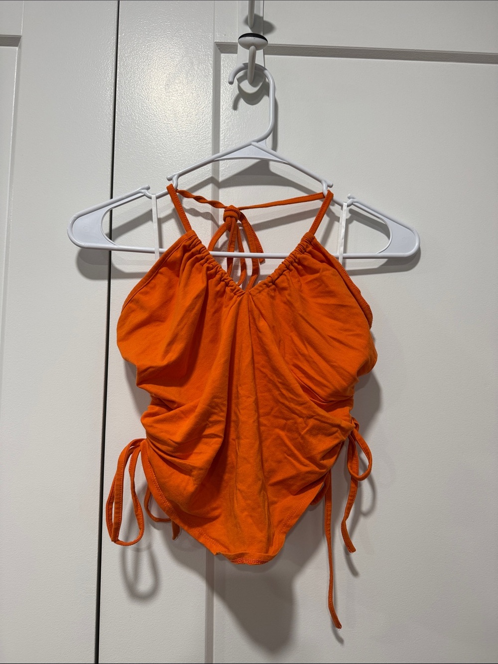 SHEIN Orange Ruched Kids One-Piece Swimsuit